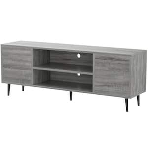 58 in. Modern Simplicity TV Stand Washed Gray Media Console Fits TV's up to 65 in.