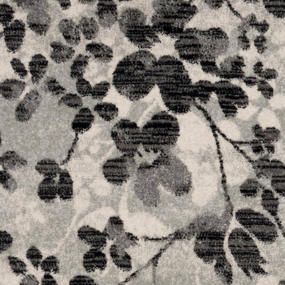 Evoke Grey/Black Floral Non-Shedding 2'2" x 7' Runner Rug