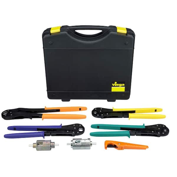 PureFlow PEX Press Complete Plumbing Tool Set for sizes 3/8 in. to 1 in.