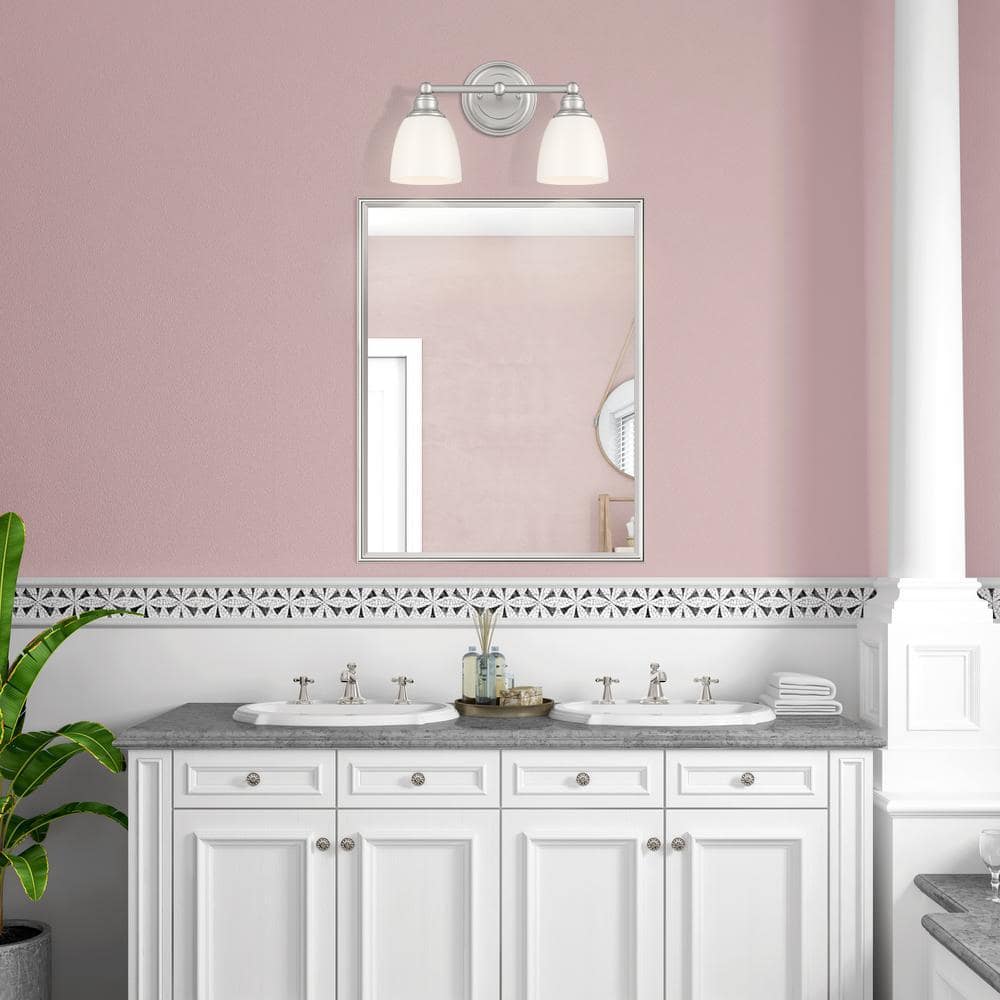 Somerville Brushed Nickel 2-Light Vanity with Satin Opal White Glass