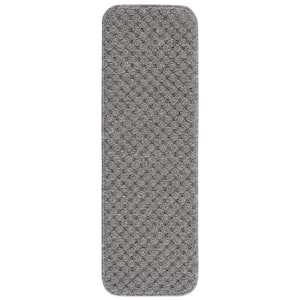 Waffle Gray 26 in. x 8.5 in. Non-Slip Rubber Back Stair Tread Cover (Set of 15)