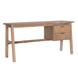 Lennon 60 in. W Rectangle Natural Brown wood 2-Drawer Writing Desk