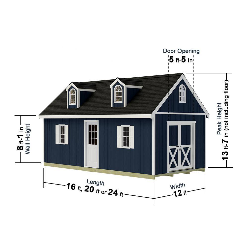 Arlington 12' x 24' Gray Wood Storage Shed Kit with Windows