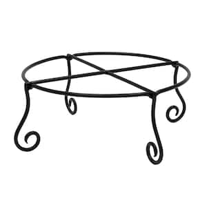 16 in. Dia Black Powder Coat Large Short Piazza Plant Stand