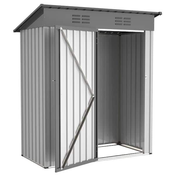Unbranded 5ft. W x 3ft. D Outdoor Galvanized Metal Storage Shed with Lockable Doors, Tool Storage Shed, Coverage Area (15 sq. ft.)