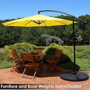 9.5 ft. Steel Cantilever Offset Outdoor Patio Umbrella with Crank in Sunshine