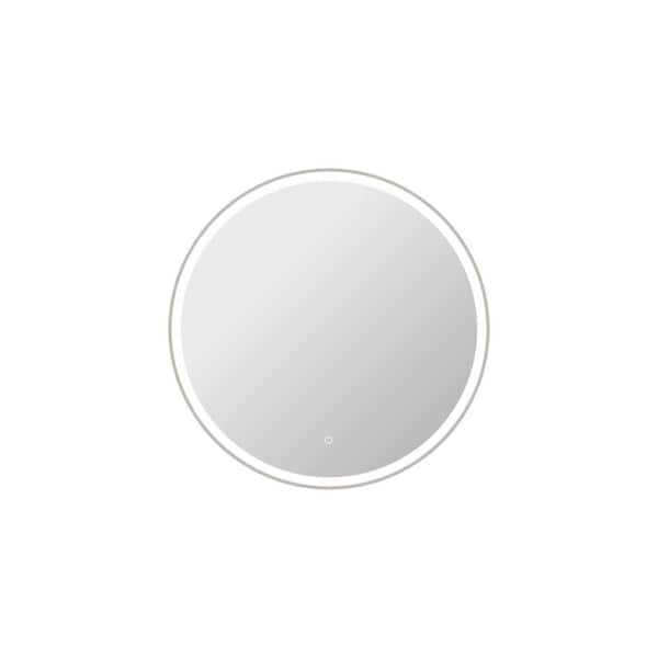 36 in. W x 36 in. H Round Framed LED Wall Mirror in Silver