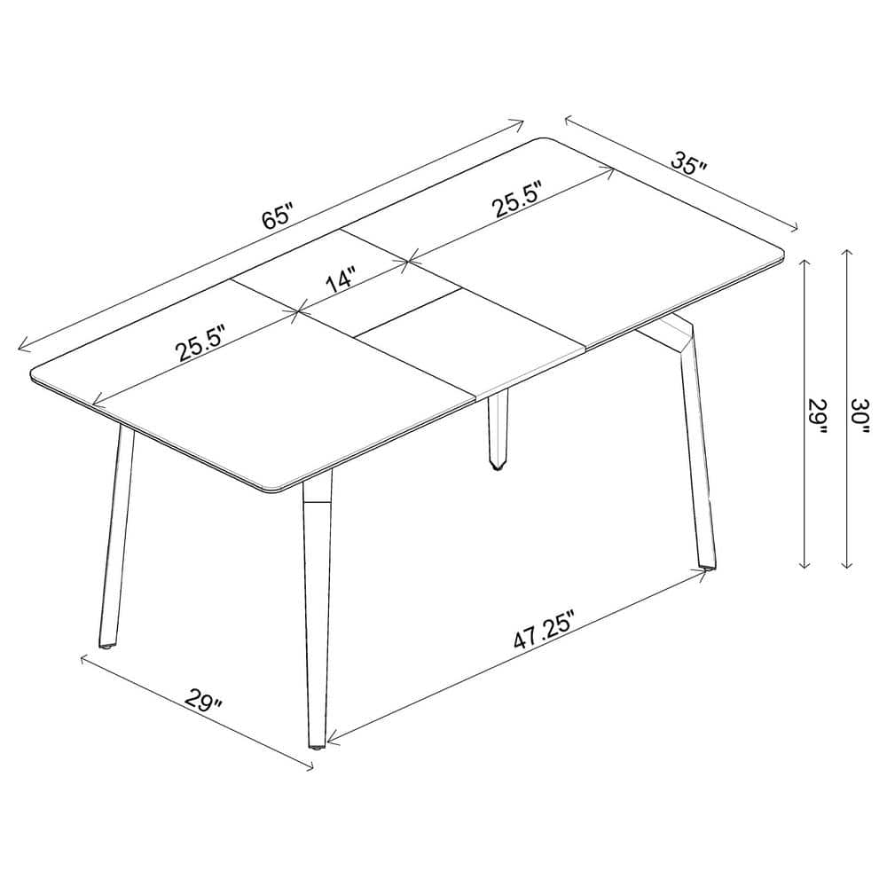 Mina Rectangular Extendable Gray Ceramic and Black Dining Table