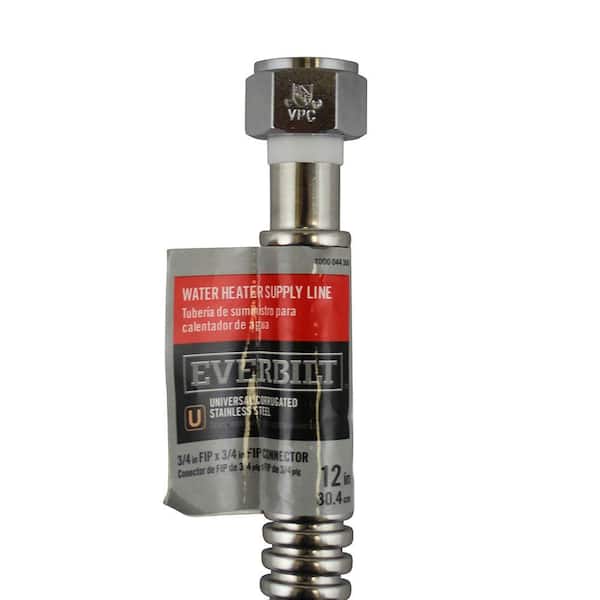 12 in. x 3/4 in. FIP x 3/4 in. FIP Corrugated Stainless Steel Water Supply Connector 12 in. x 3/4 in. FIP x 3/4 in. FIP Corrugated Stainless Steel Water Supply Connector