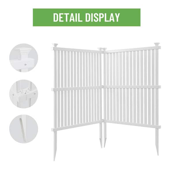 cadeninc 3 ft. W x 4 ft. H White Vinyl Privacy Screen Panels Kit - Fence-LQB1-101