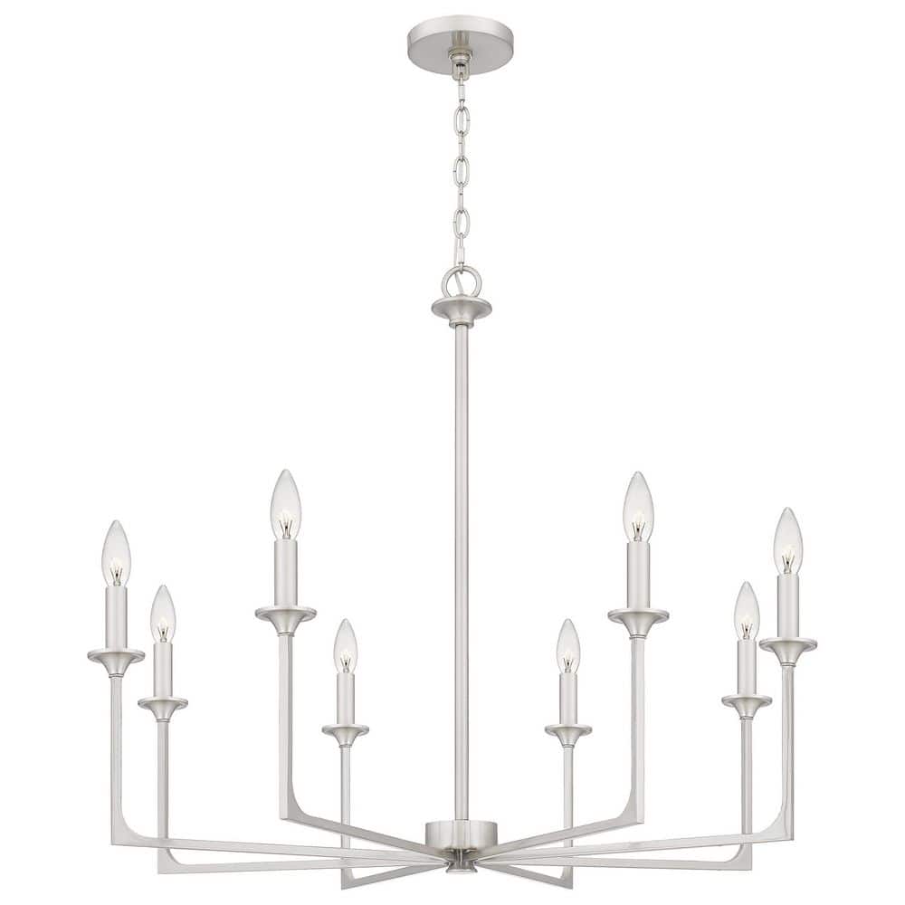 Quoizel Prescott 8Light Brushed Nickel Candlestick Chandelier PRC5032BN The Home Depot