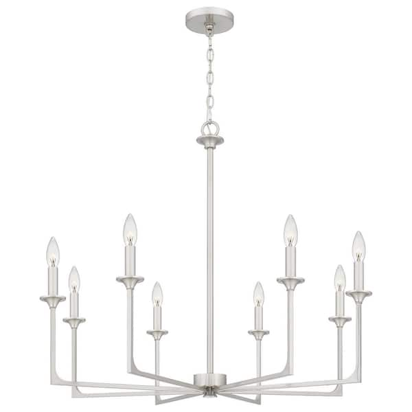 Quoizel Prescott 8-Light Brushed Nickel Candlestick Chandelier