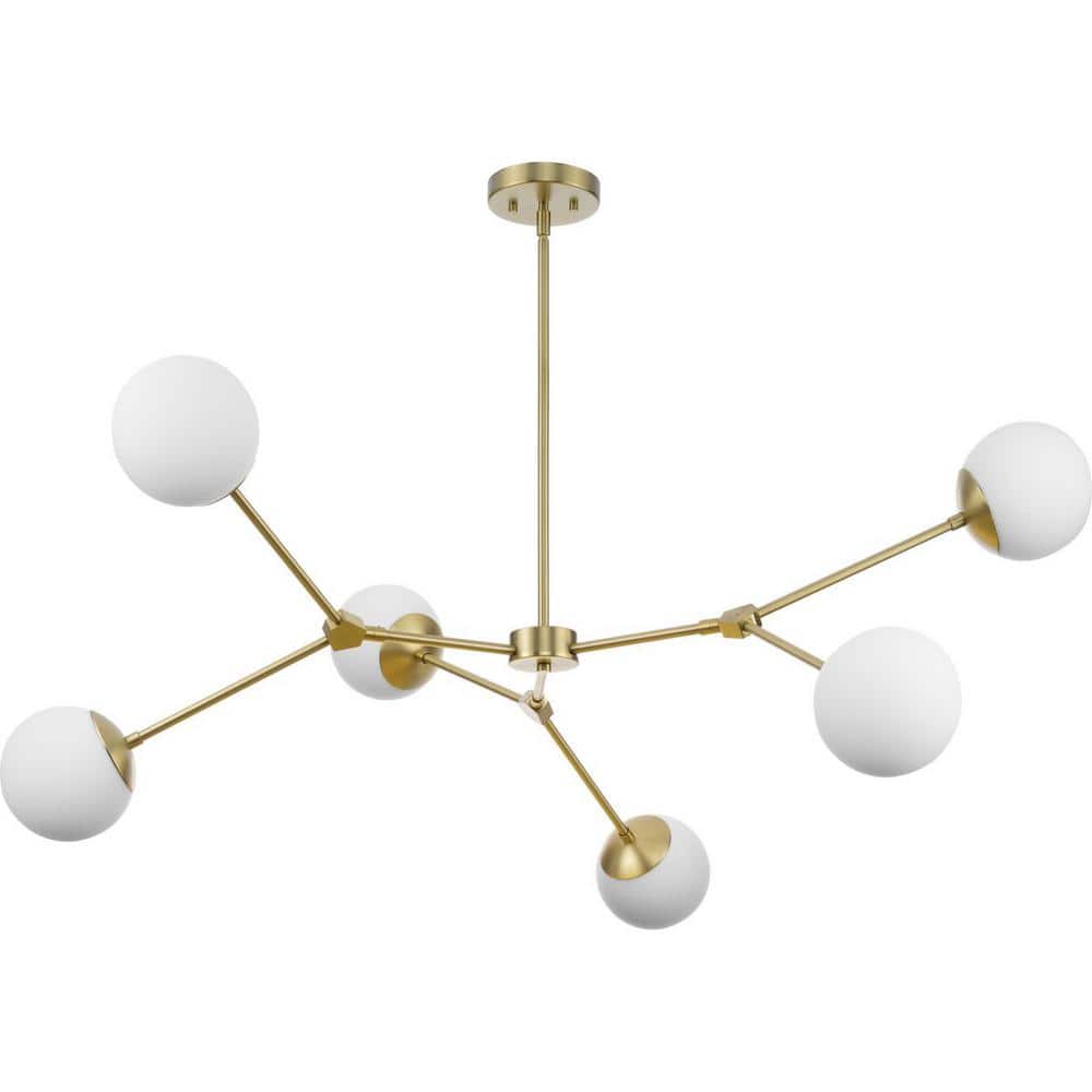 Haas 50'' Brushed Bronze Chandelier with Opal Glass Globes