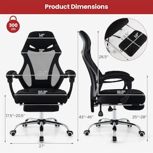 Mesh Seat Adjustable Height, Lumbar Support Ergonomic Office Chair in Black with Flip-Up Arms