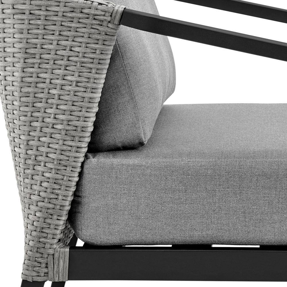Aileen 5-Person Black Aluminum and Wicker Outdoor Lounge Set with Gray Cushions