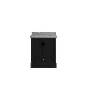 Alys 30 in. W x 22 in. D x 36 in. H Single Sink Bath Vanity Center in Black with 2" Piatra Quartz Top