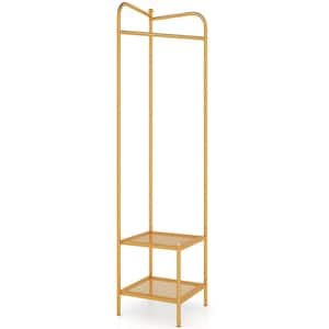 Golden Corner Coat Rack with Shelves Freestanding Hall Tree and Top Hanger