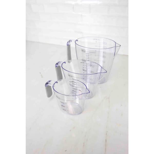 New Set 3 Oval Plastic Stackable 8, 16 & 33 oz. Measuring Cups Non