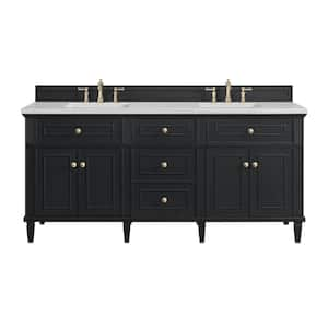 Lorelai 72.0 in. W x 23.5 in. D x 34.06 in. H Double Bath Vanity in Black Onyx with Arctic Fall Solid Surface Top