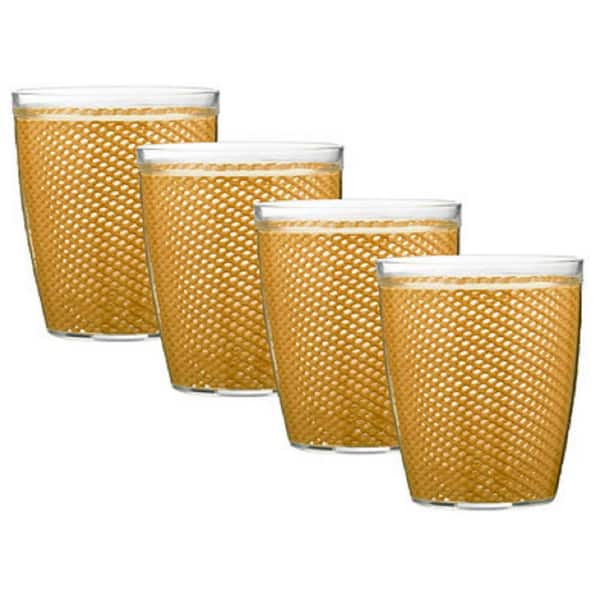 Kraftware Fishnet 14 oz. Golden Insulated Drinkware (Set of 4)