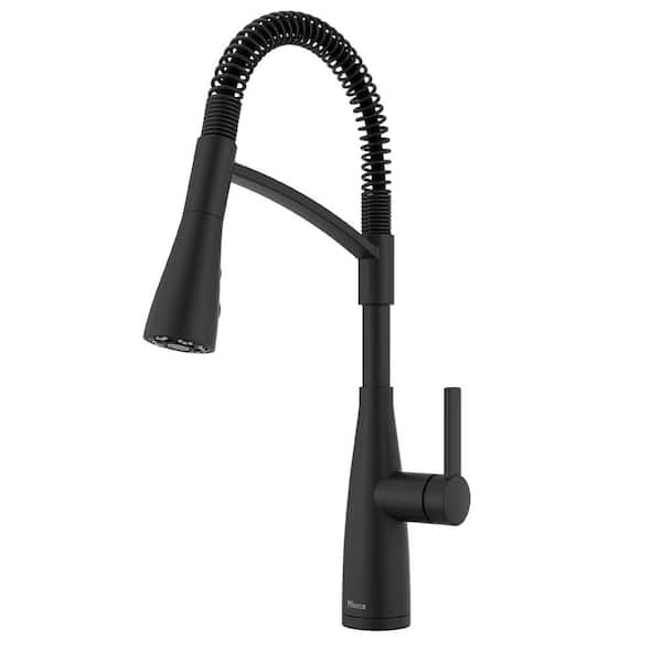 Kwan Single-Handle Culinary Pull Down Sprayer Kitchen Faucet in Matte Black