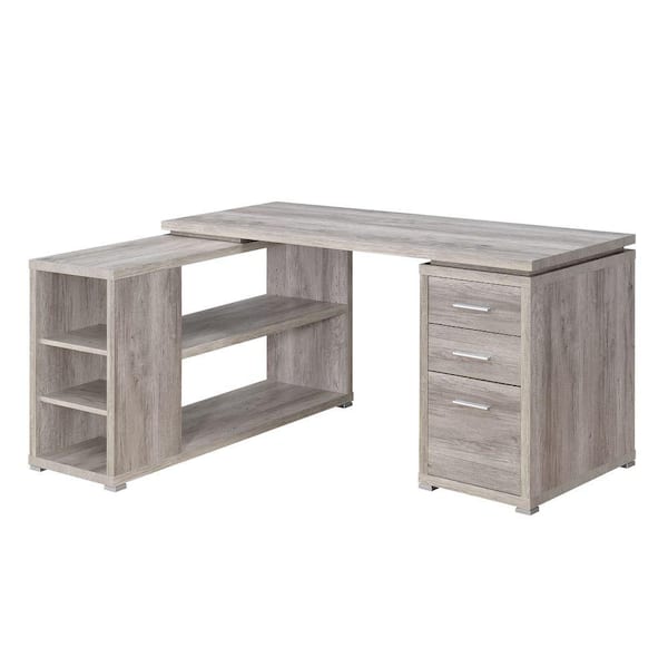 Benjara Contemporary Style Gray L Shaped Office Desk