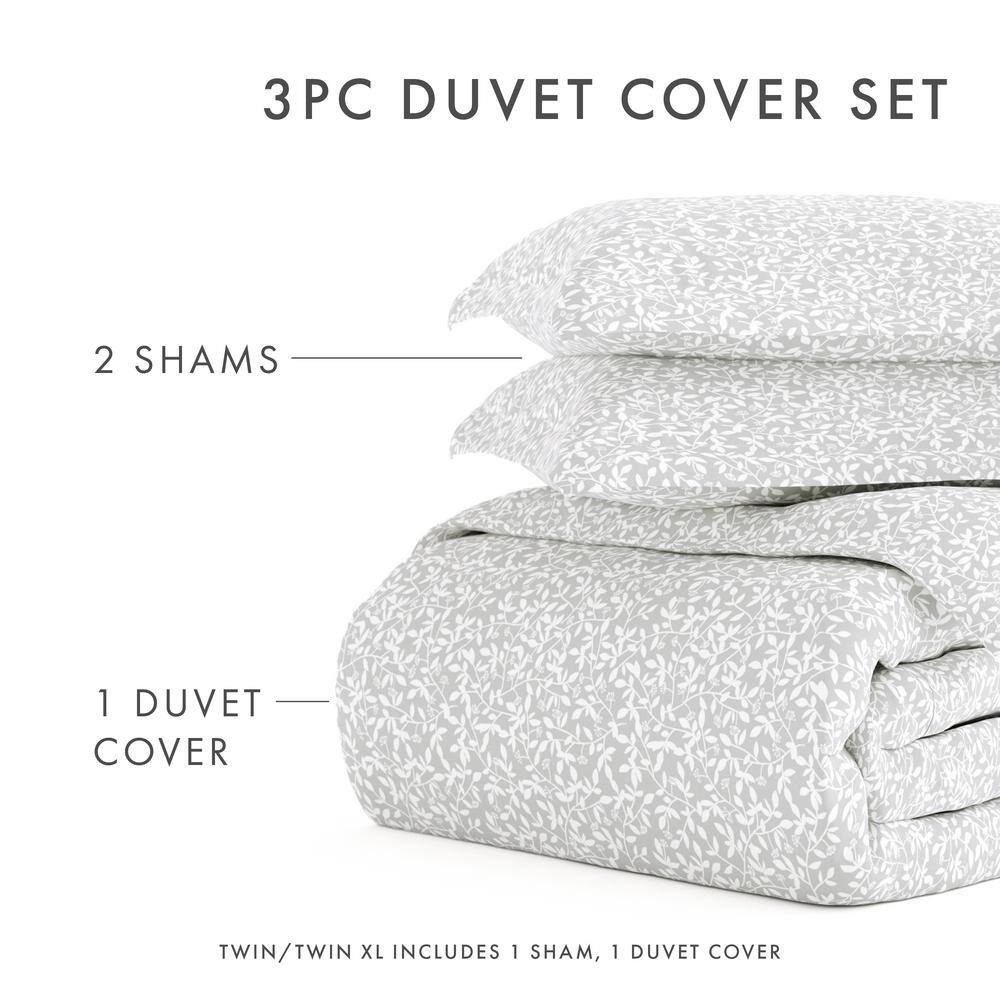 Gray Microfiber Vine Trellis Twin/Twin XL Duvet Cover Set