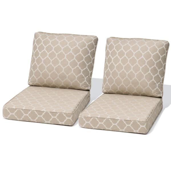 27.6 in. x 24.4 in. 2-Piece Outdoor Deep Seat Cushion for Patio Sofa and Couch in Toffee Trellis