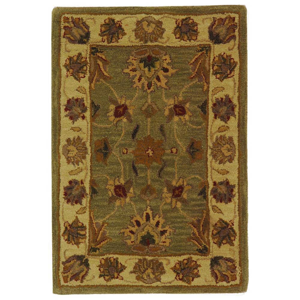 Heritage Green and Gold Hand-Tufted Wool Area Rug 2' x 3'