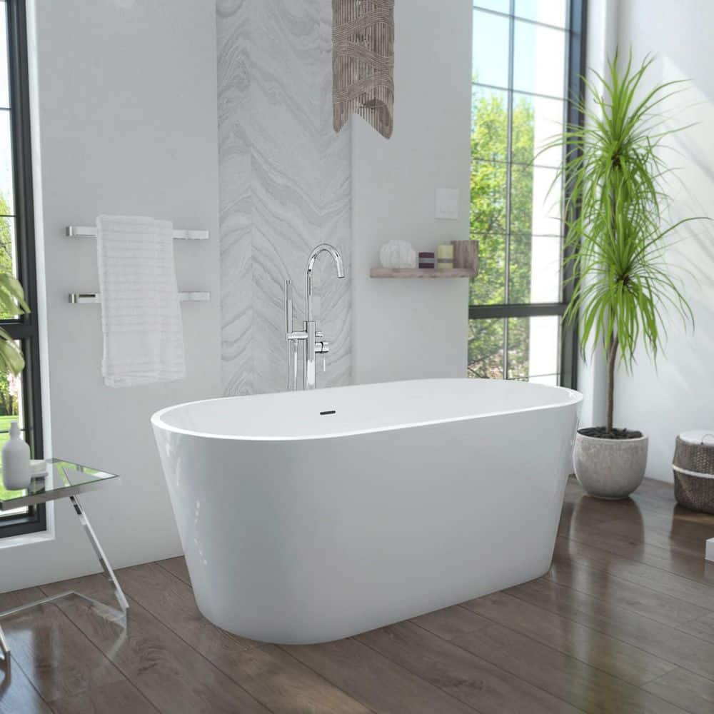 Enigma 59 in. x 29 in. Freestanding Acrylic Soaking Bathtub with Center Drain in Polished Brass price history on PriceWatchPro