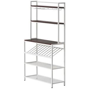 Modern Dark Brown and White Tube Freestanding 6-Tier Baker Rack with Large Storage