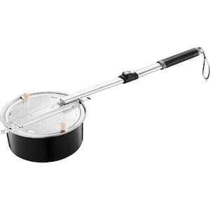 4 qt. Aluminum Campfire Gas Stovetop Popcorn Popper in Black with with Telescoping Handle