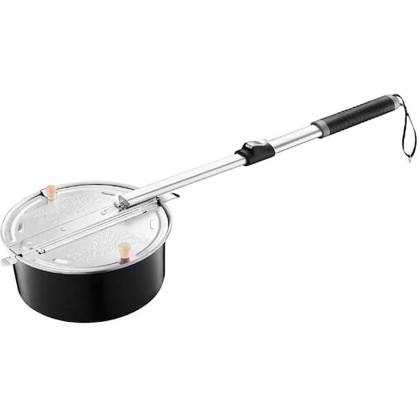 4 qt. Aluminum Campfire Gas Stovetop Popcorn Popper in Black with Telescoping Handle