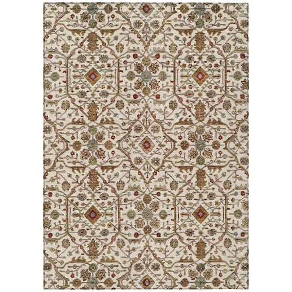 Chantille Machine Washable Indoor/Outdoor Abstract ACN1130 Ivory 8 ft. x 10 ft. Area Rug