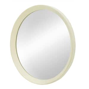 20 in. W x 20 in. H Round Solid Mango Wood Cream Frame Wall Decor Mirror