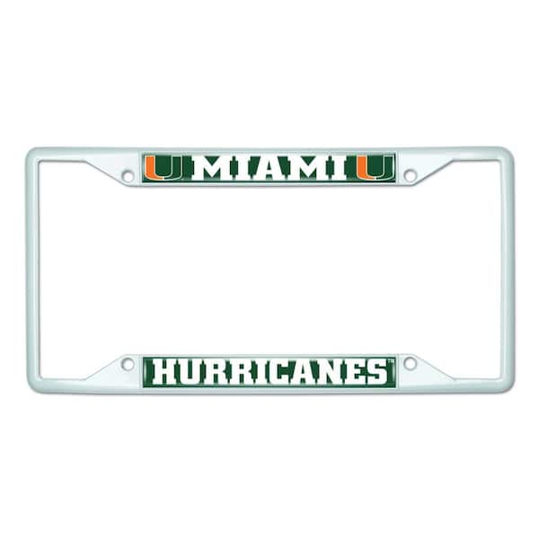 FANMATS Universal Fit University of Miami License Plate Frame - White
