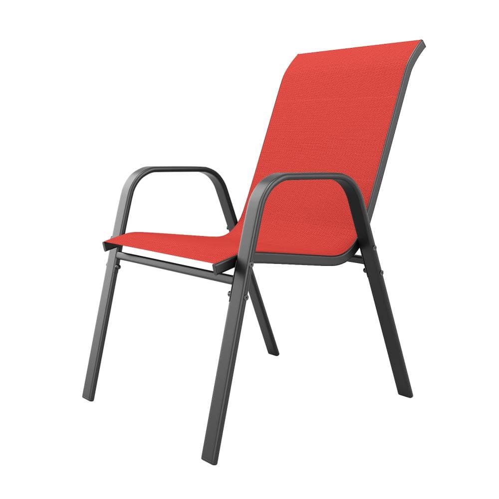 Patio Stackable Chairs Set of 4, Outdoor Dining Chairs All-Weather Textilene Furniture Set for Pool Garden, Red price history on PriceWatchPro