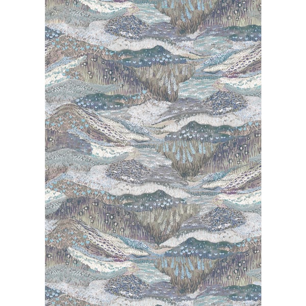 Light Blue Lilac Panoramic Valleys Print Non Woven Non-Pasted Textured Wallpaper 57 sq. ft.