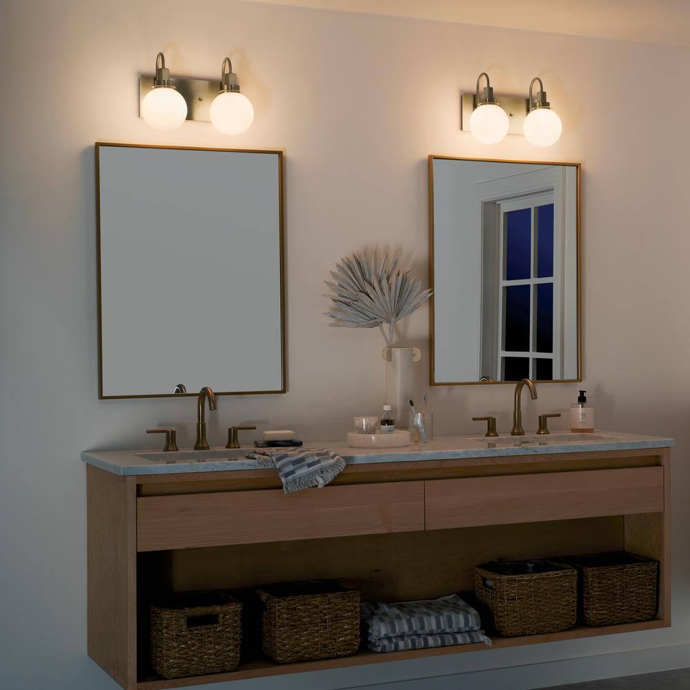 Champagne Bronze 14.25" 2-Light Vanity with Opal Glass