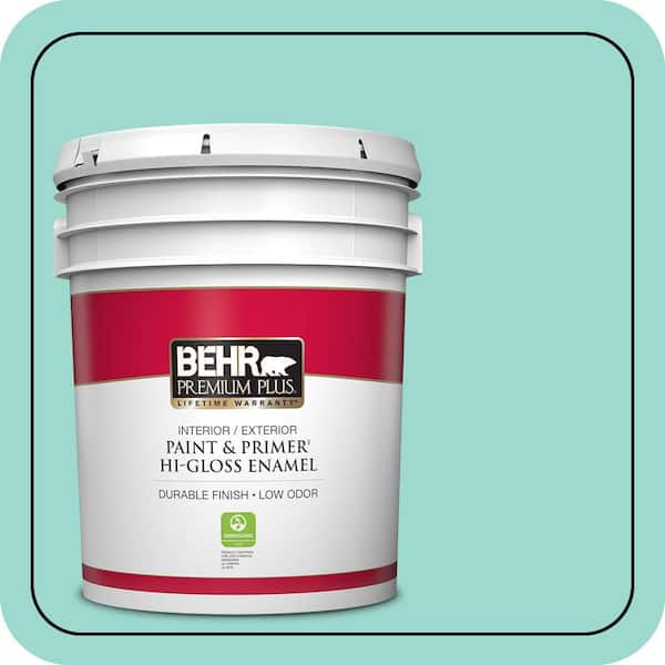 BEHR PREMIUM PLUS 5 gal. #P440-3 Fish Pond Hi-Gloss Enamel Interior/Exterior Paint & Primer
