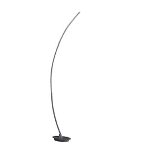 62.25 in. Silver 1 Light 1-Way (On/Off) Arc Floor Lamp for Bedroom with Metal Cylin.der Shade