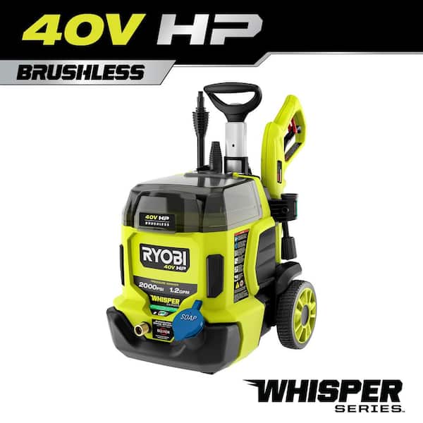 RYOBI 40V HP Brushless Whisper Series 2000 PSI 1.2 GPM Cold Water Electric Pressure Washer (Tool Only)