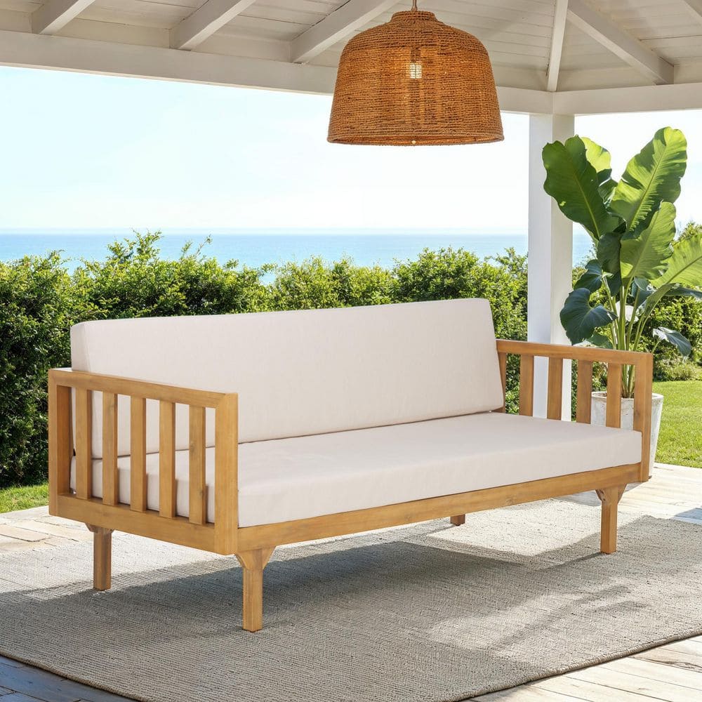 Napoli Wood Outdoor Bench with Cream Cushion price history on PriceWatchPro