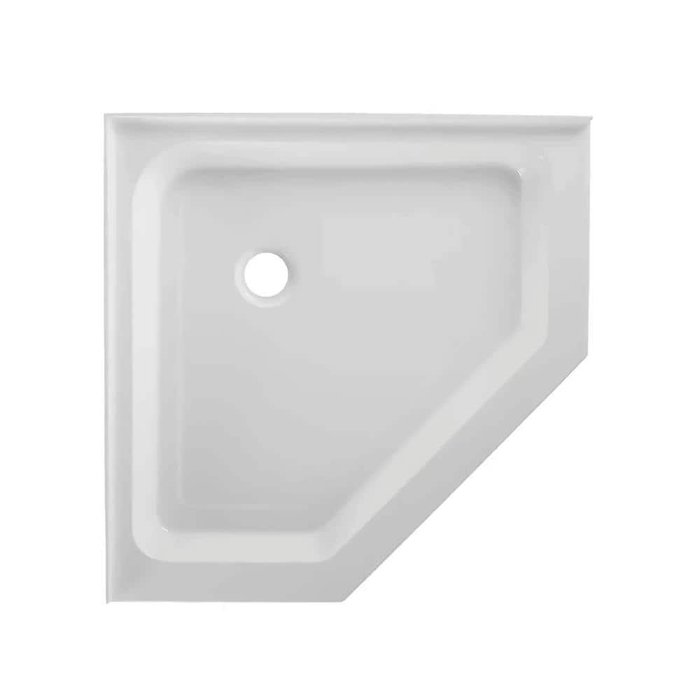32" White Neo-Angle Acrylic Shower Base with Non-Slip Surface