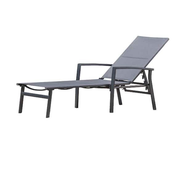 Royal Garden Alta Aluminum Dark Gray Padded Sling Outdoor Patio Chaise ...