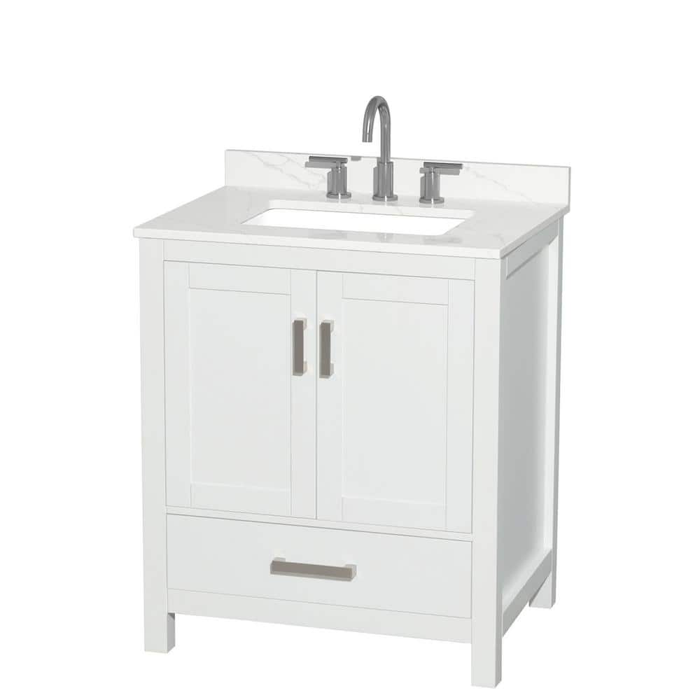 Sheffield 30 in. W. x 22 in. D x 35 in. H Single Bath Vanity in White with Giotto Quartz Top price history on PriceWatchPro