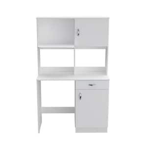 Ready to Assemble 43.30 in. W x 70.60 in. H x 19 in. D Wood Breakroom Kitchenet Cabinet in White