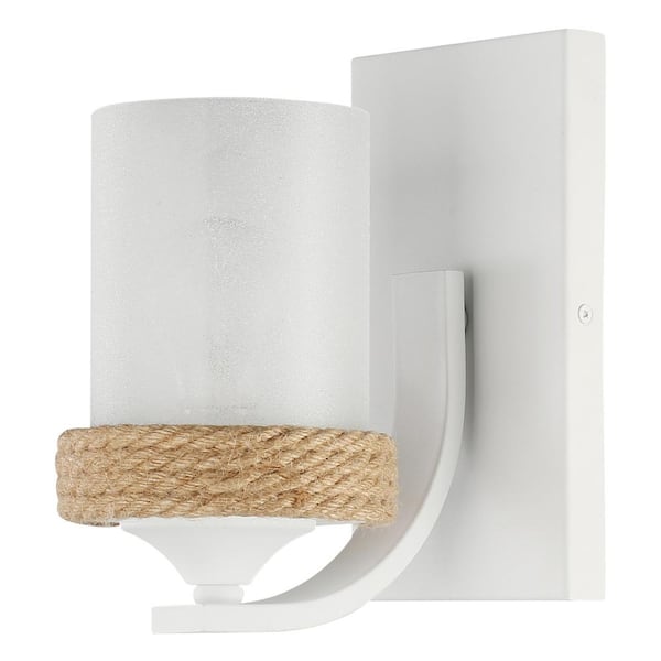 Golden Lighting - Chatham 1-Light Wall Sconce in Natural White with Clear Sandblasted Glass