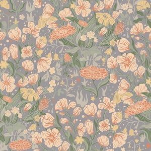 Hava Coral Meadow Flowers Non-Pasted Non-Woven Paper Wallpaper