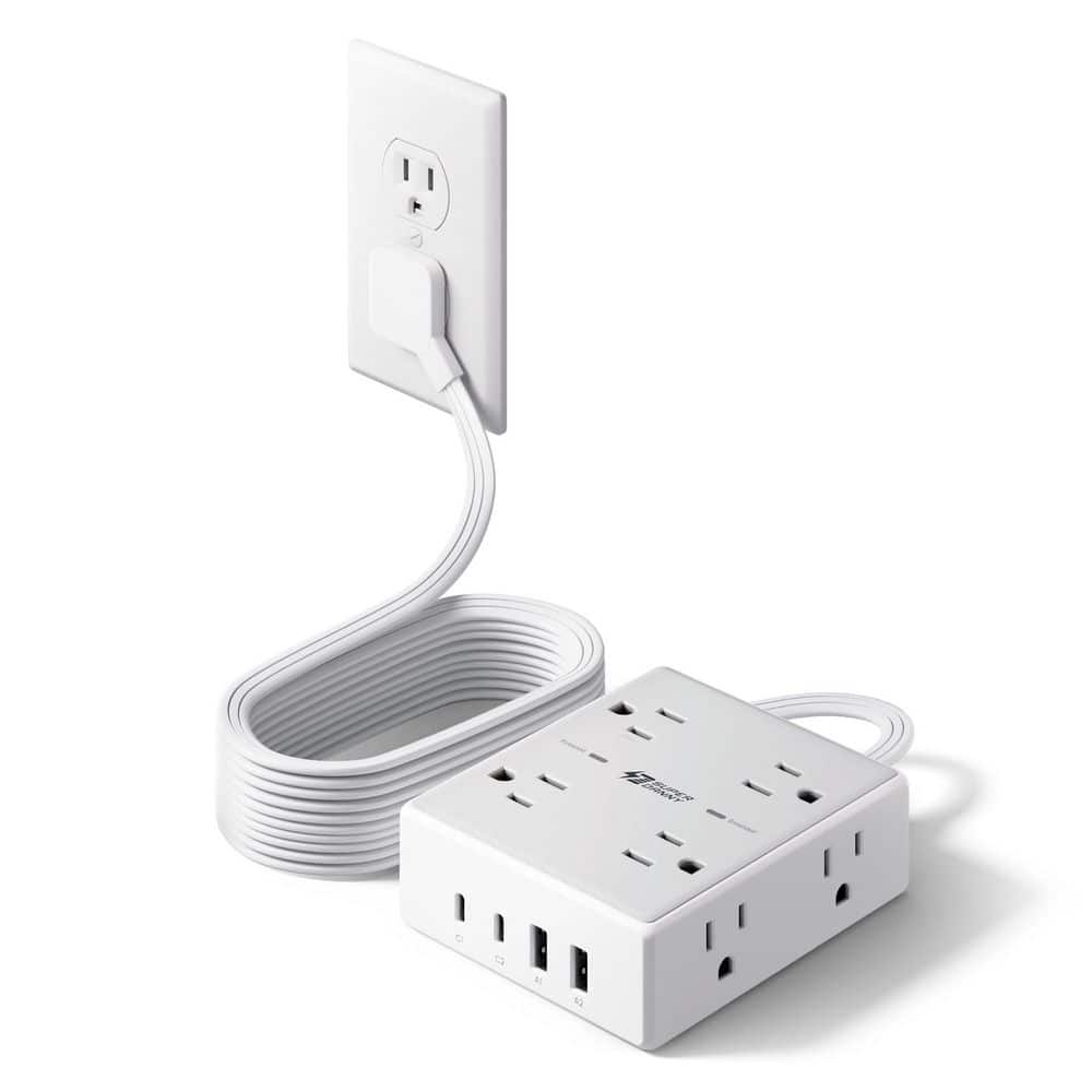 10 ft. White Extension Cord 8-Outlet 4 USB Surge Protector with Flat Plug, Wall Mountable Design & Wide Spaced Outlets price history on PriceWatchPro